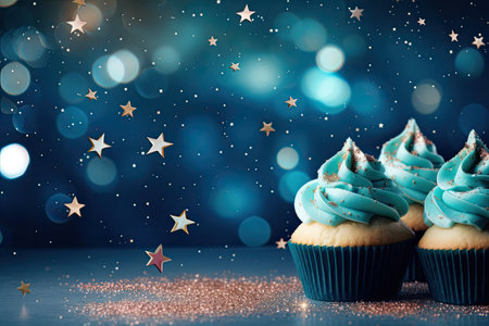 Cupcakes and confetti at a festive gatheringの素材