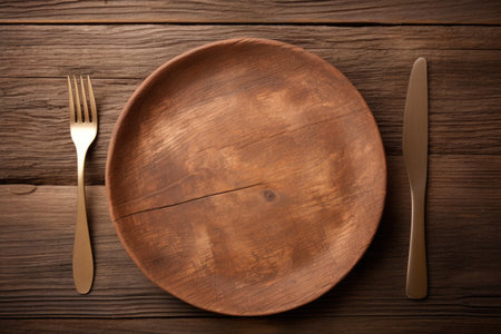 Eco friendly plate and utensils on antique tableの素材