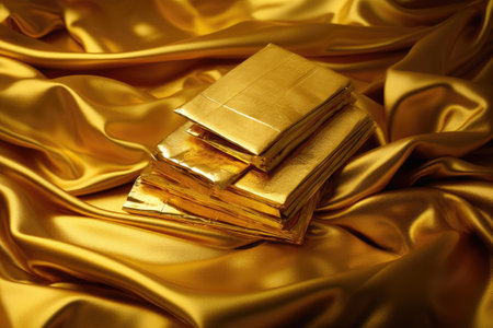 Gold bars on luxurious fabricの素材