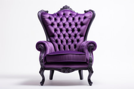 Modern purple armchair on white background made of textileの素材