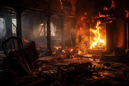 Blaze in empty dwelling impoverishedの素材