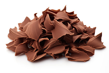 Chocolate shavings on a white surfaceの素材