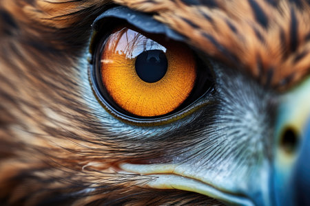 Close up photo of male Northern Harrier s eyeの素材