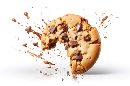 Cracked cookies on plain white backgroundの素材