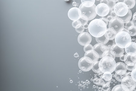 Foam bubble on gray background representing beauty and health care designの素材