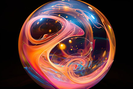 Gorgeous trippy art created by light on bubble surfaceの素材