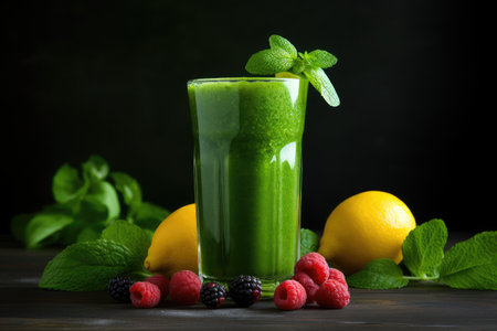 Green smoothie in a glassの素材