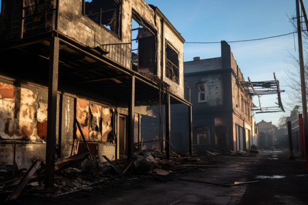 Abandoned dilapidated building post fireの素材