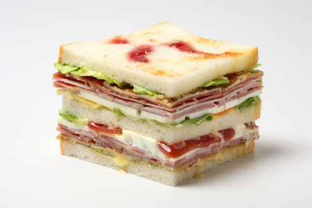 White bread with a slice of club sandwichの素材