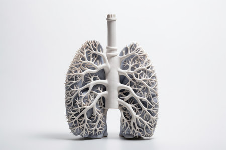 Conceptual photo illustrating the difference between healthy and sick lungs promoting the theme of qの素材