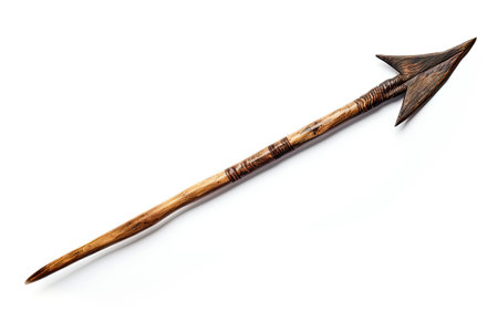 Genghis Khan s old wooden arrow isolated on white backgroundの素材