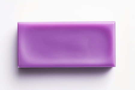 Purple soap seen from above on white backgroundの素材