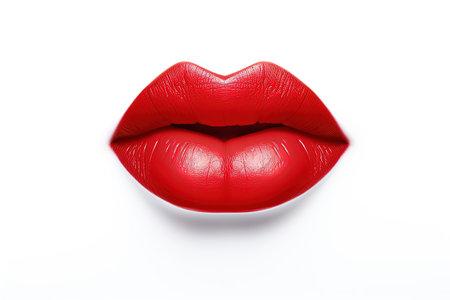 Lone lipstick mark on white backdropの素材