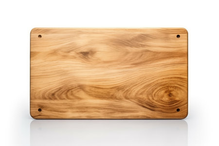 Wooden cutting board isolated on white backgroundの素材