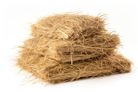 White background with hay isolatedの素材