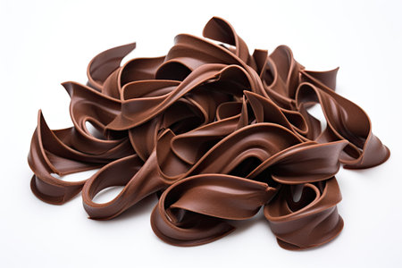 White background with chocolate curlsの素材