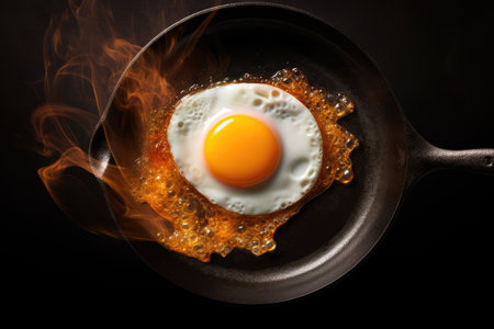 Fried egg cooking in panの素材