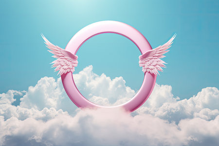 Minimal artistic concept of paradise with angelic aesthetic background featuring a stunning turquoisの素材