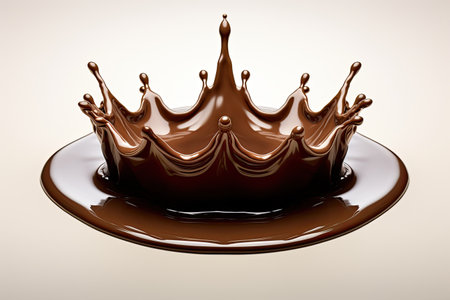 Top view of circular ripples in a liquid chocolate pool resembling a crown splashの素材