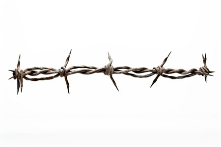 Barbed wire white backgroundの素材