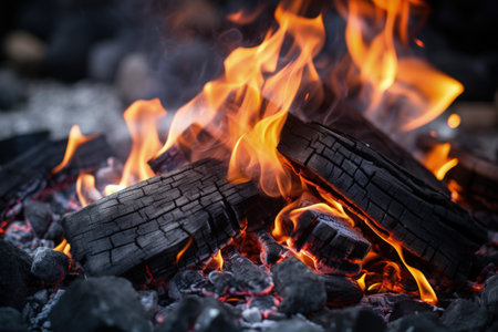 Brazier with fiery coals for barbecueの素材