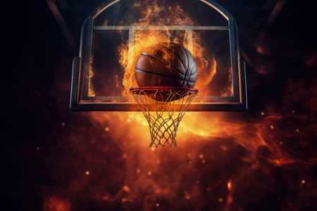 Basketball ball goes into hoopの素材