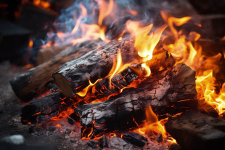 Burning embers in the flamesの素材