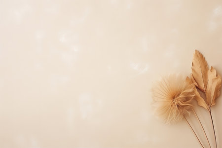 Dry flower on natural beige background Front view space for textの素材