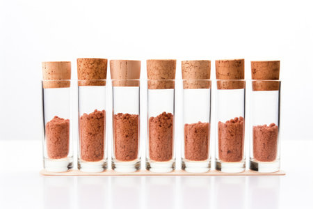 Test tube with cork isolated on white empty laboratoryの素材