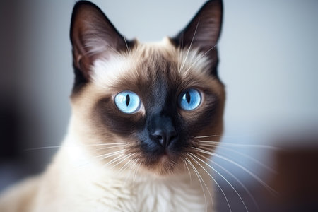 Siamese cat with lovely blue eyes receives good medical attentionの素材
