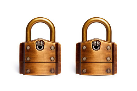 Two positions locked and unlocked isolated on white backgroundの素材