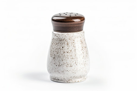 White isolated ceramic salt shaker with metal lidの素材