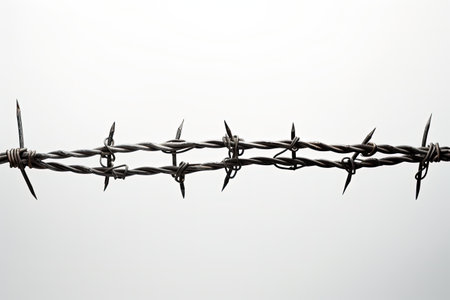 White background with barbed wire isolatedの素材