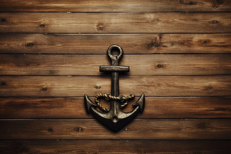 Wooden anchor on a backgroundの素材