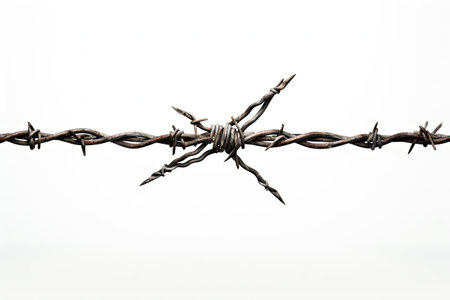 Barbed wire on white backgroundの素材