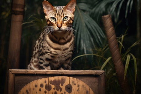 Bengal cat observing signの素材