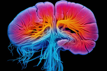 Colored MRI Scan Of Human Brain Artificially Enhancedの素材