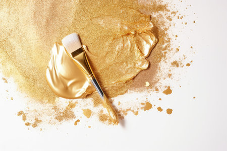 Gold glitter makeup texture isolated on white backgroundの素材