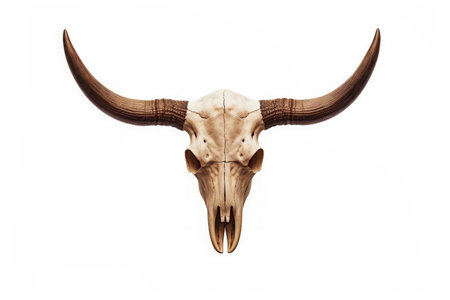 Isolated white background bull skullの素材