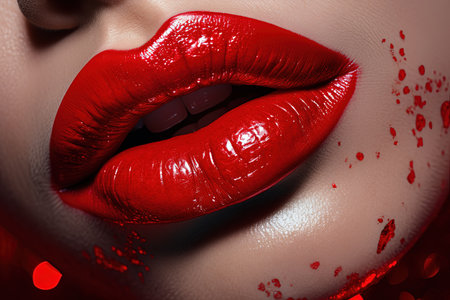 Macro shot of a kiss stain with red lipstickの素材