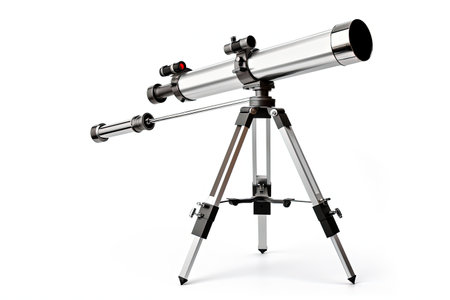 Isolated white background telescope on tripodの素材