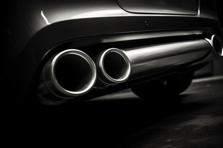 Monochrome image of car s exhaustの素材