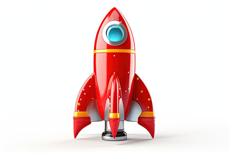 Rocket alone on white backgroundの素材