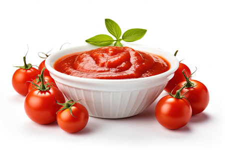 Red sauce on a blank surfaceの素材