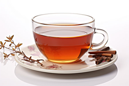 Tea cup alone on white backgroundの素材