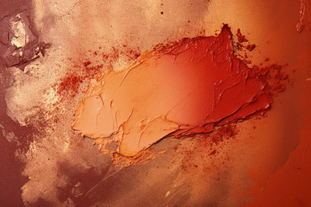 Smudged texture of lipstick in shades of red orange and brown as backgroundの素材