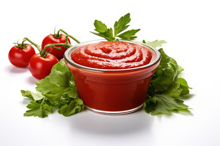 White tomato paste topped with greensの素材