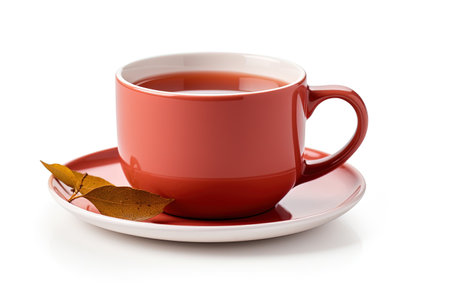 Tea filled mug isolated on whiteの素材