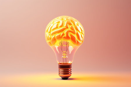 Think big ideas and be motivated for success with concepts of business creativity and inspiration reの素材