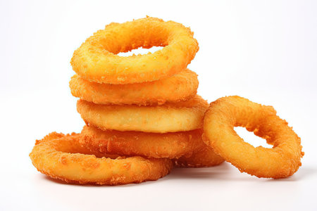 White background isolated onion ringsの素材